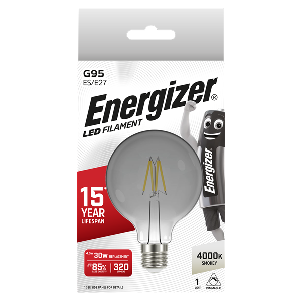ENERGIZER 4.5W=30W E27 G95 DIMMABLE LED LARGE GLOBE