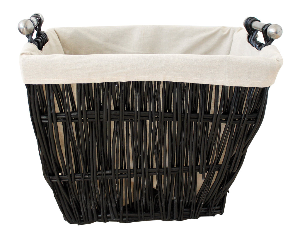 Large Black Wicker Basket with Liner