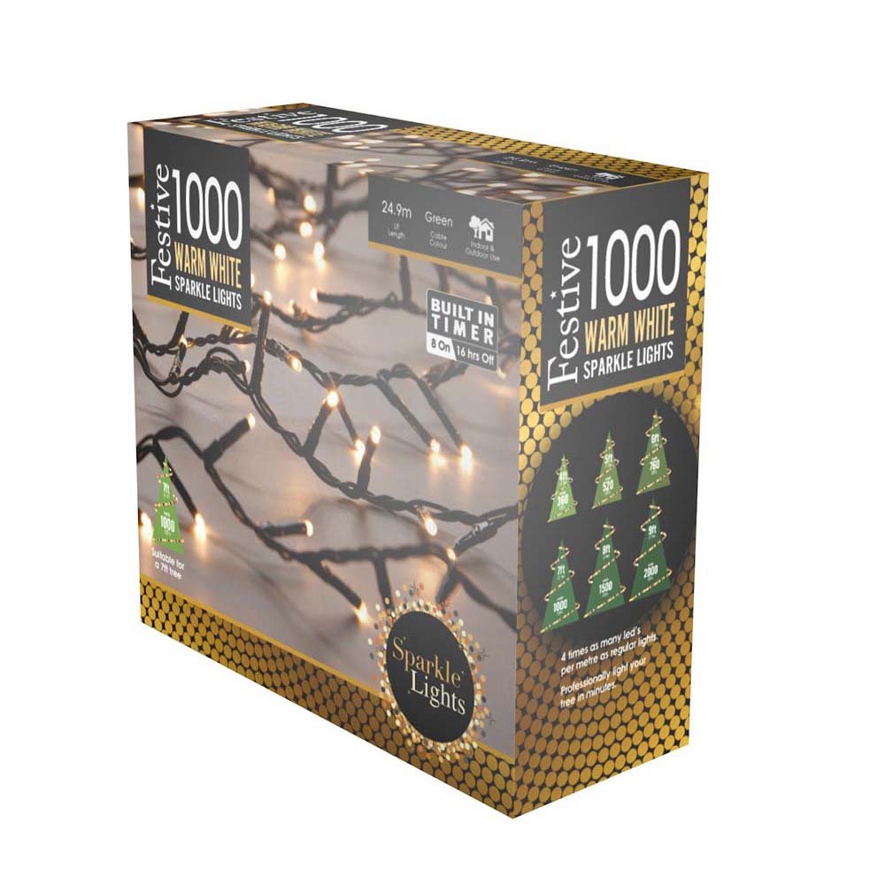 1000 SPARKLE LED LIGHTS WARM WHITE