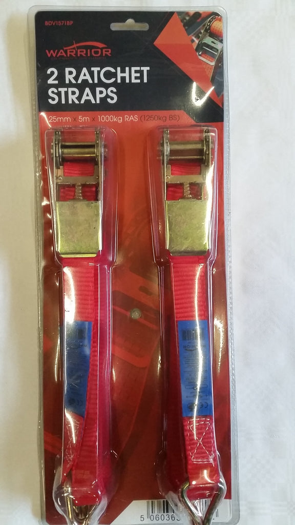 2 RATCHET STRAPS 25MMX5MX1000KG - Burkes of Rathnew