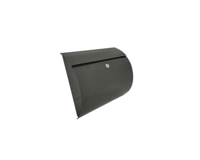 Manor Curved Black Steel Postbox