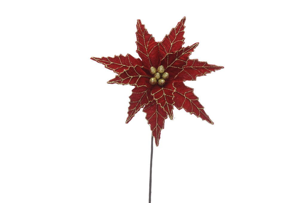 Stem Poinsettia in Red Velvet 50cm