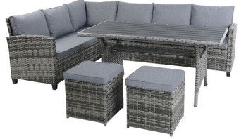 Milan Grey L Corner and Dining Set