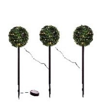 3PK Solar Topiary Garden Ball Stakes 27 LED