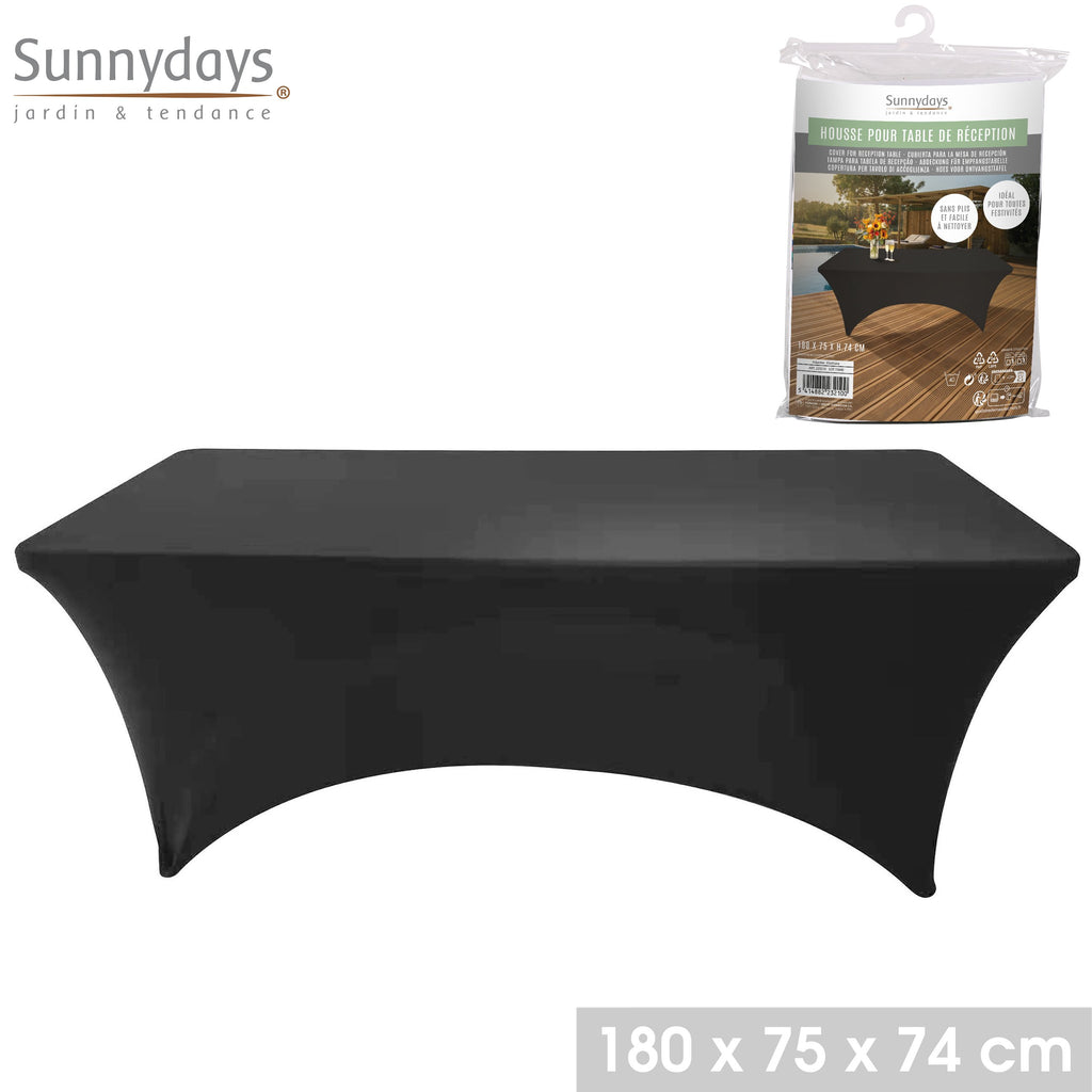 Black Spandex Table Cover 180X75X74cm