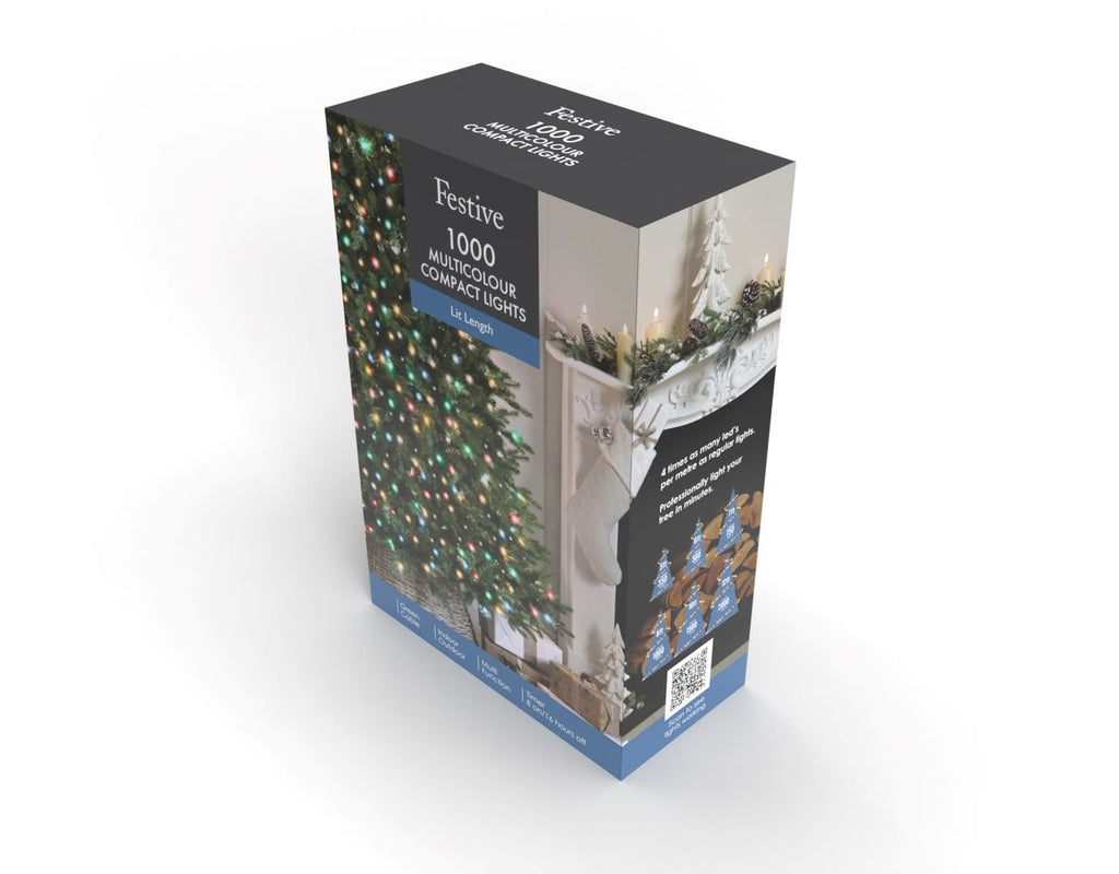 1000 Compact Lights - Multi-Coloured Light/Green Cable