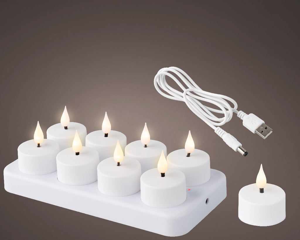 Set of 8 LED Rechargeable Tealight Indoor
