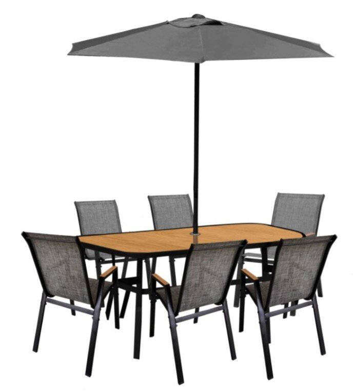 Amora 6 Seater Dining Set With Parasol