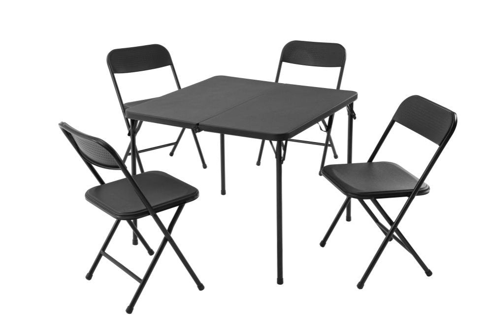 Folding Table & 4 Chairs Black