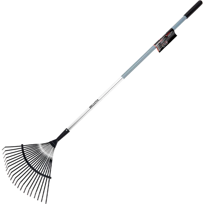 Flat prong broom with aluminium handle for lawn cleaning