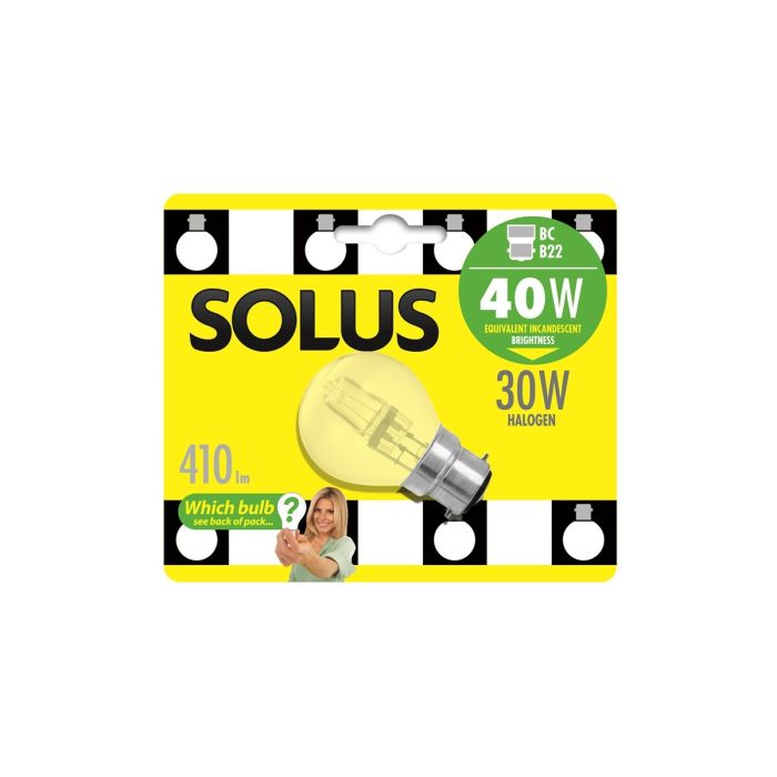 Solus 40W (30W Equivalent) SES Clear Round Halogen ES Lamp