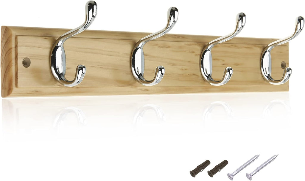 Pine Chrome 4 Hook Key Rack
