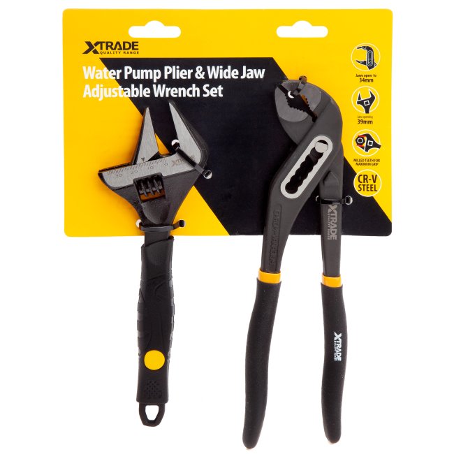 XTRADE Water Pump Pliers & Wide Jaw Adjustable Wrench