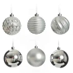 Luxury PK of 6 Silver Baubles