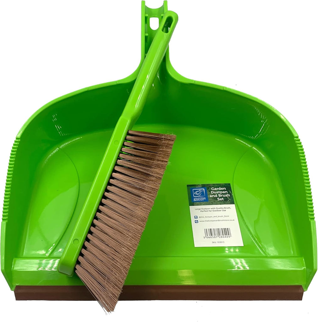 Large Green 25cm Dust Pan & Brush Set