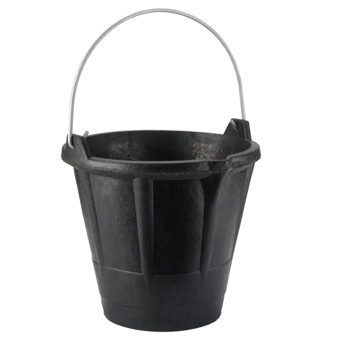 12 litre industrial rubber black bucket with metal handle