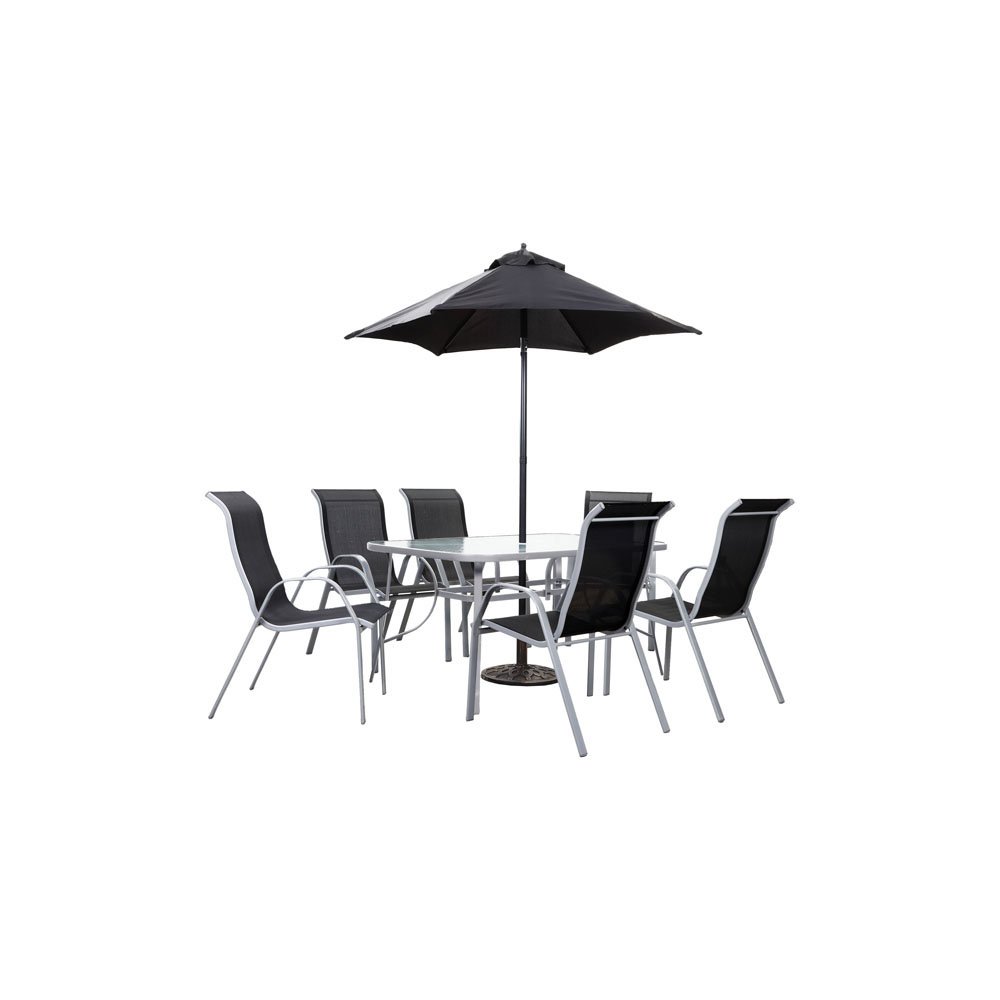 FLORENCE 6 SEATER DINNING SET WITH PARASOL