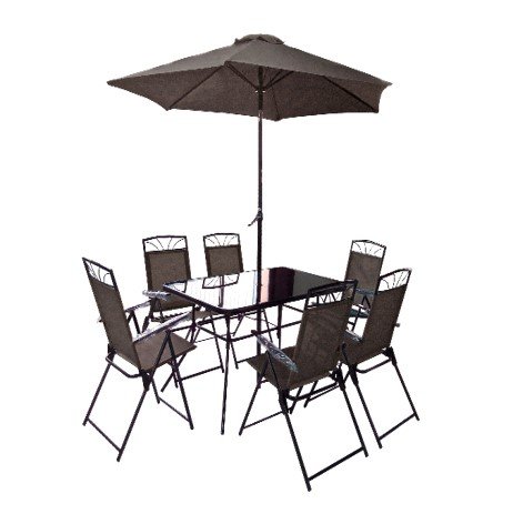 Florina Grey 6 Seater Dining Set with Parasol