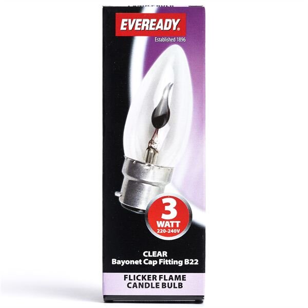 EVOLEC CLEAR CANDLE FLICKER FLAME BC 3W