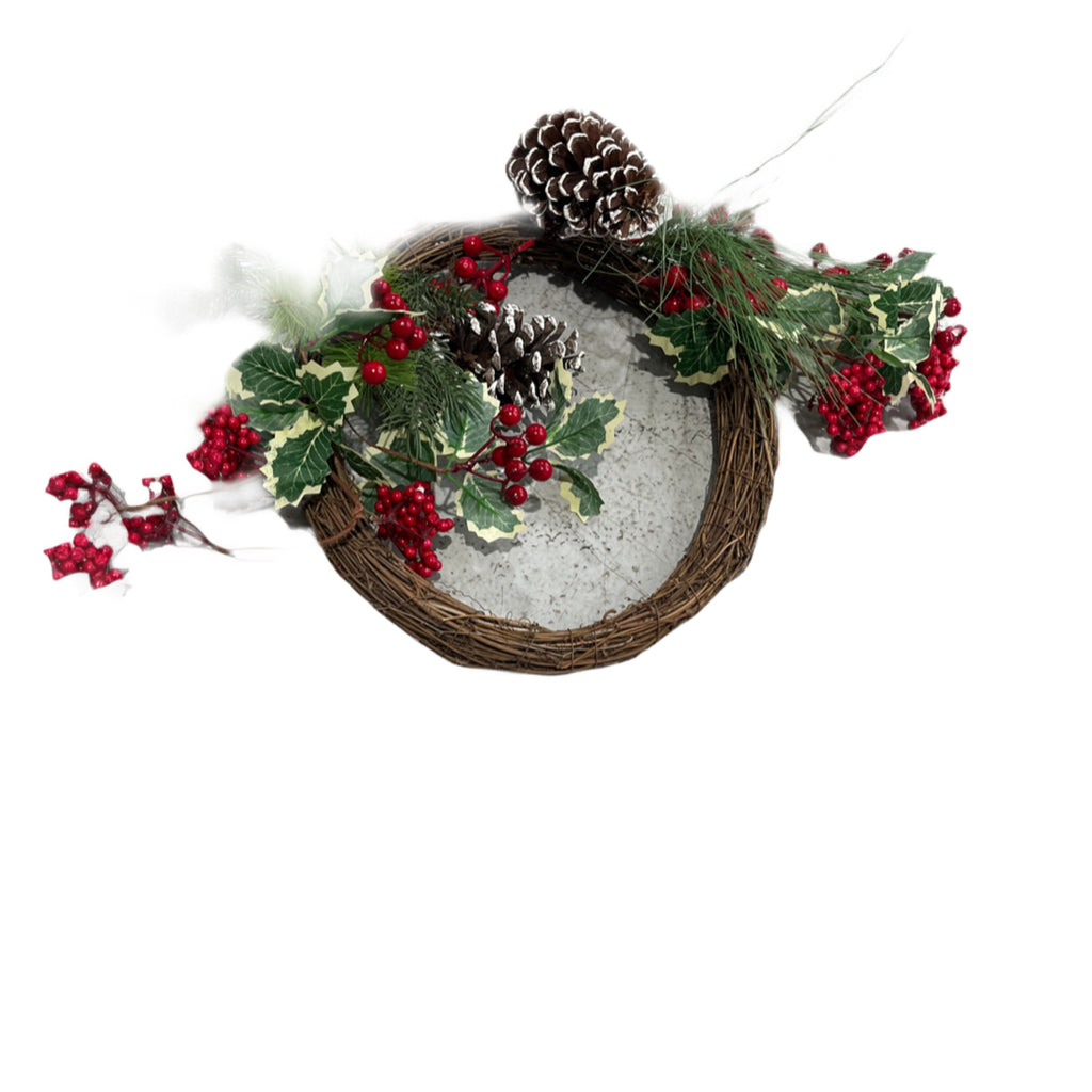 50cm Red Berry & Holly Half Wreath