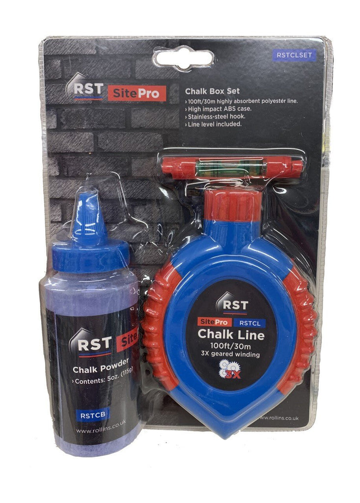 30m chalk line, 115g chalk and free level