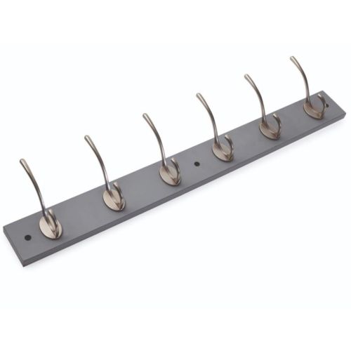 6 Hook Coat Rack – Nickel/Grey