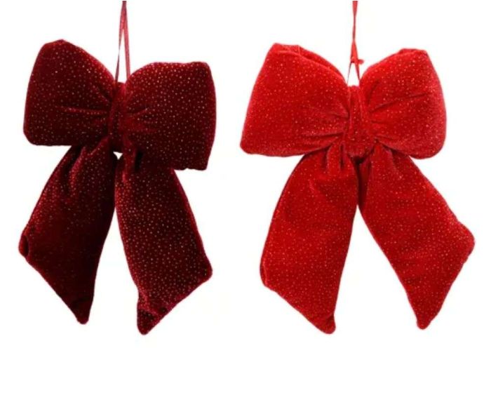 Velvet Bow with Silver Glitter 3cmx21cmx30cm