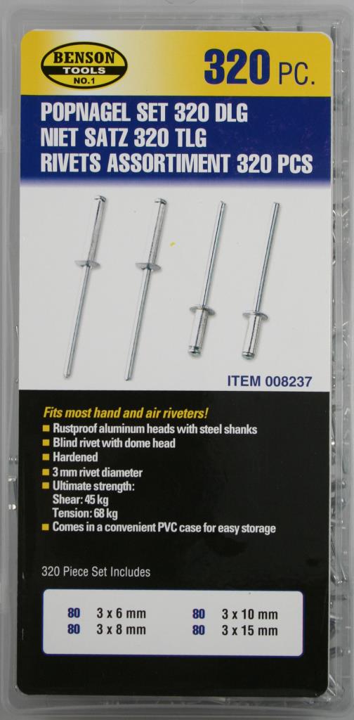 Benson 320-Piece Pop Rivet Set