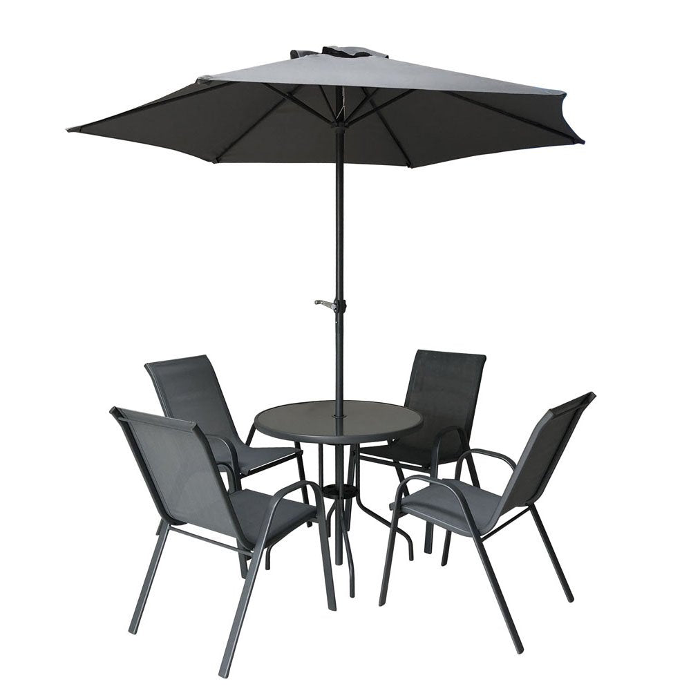 FLORENCE 4 SEATER ROUND DINNING SET WITH PARASOL