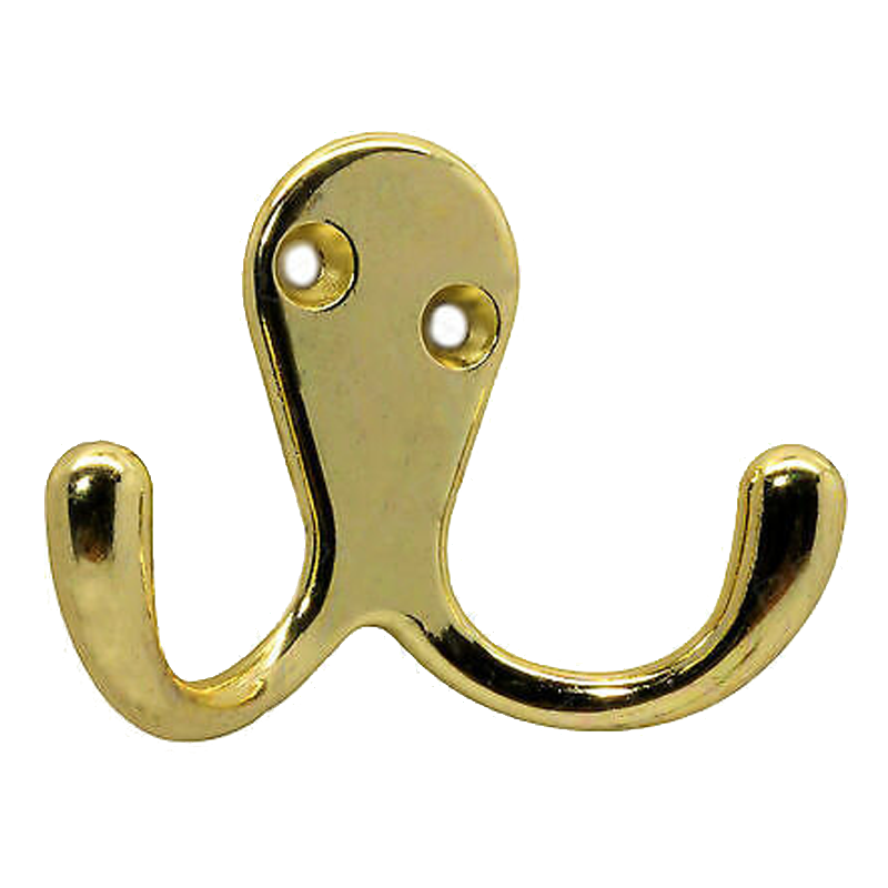 Twin Robe Hook Brassed
