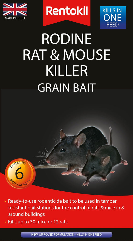 Rentokil Rodine Rat & Mouse Killer Grain Bait 6 Sachets