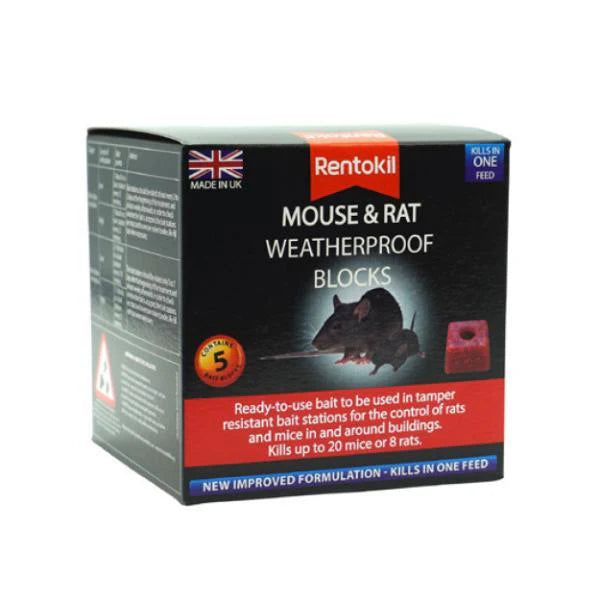 Rentokil Mouse & Rat Weatherproof Blocks 5 Sachet
