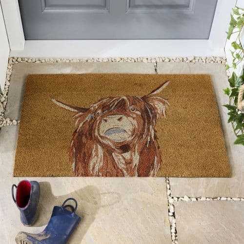 Highland Cow Outdoor Mat 45x75cm
