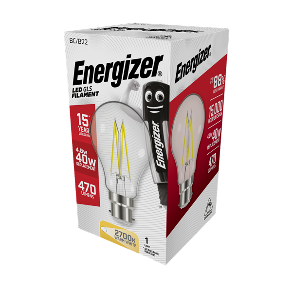 ENERGIZER 4W (40W) B22 LED GLS FILAMENT DIMMABLE 4