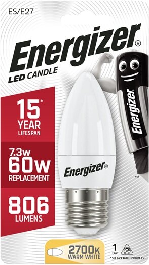 ENERGIZER 7.3W (60W) LED E27 CANDLE LAMP 806 LUMEN