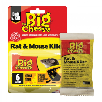BIG CHEESE RAT & MOUSE GRAIN BAIT SACHET 6X25G