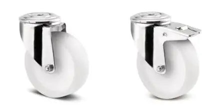 80MM White Nylon Swivel Braked