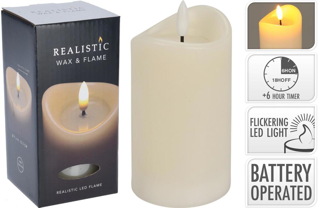 Ivory Realistic Flick Flame Candle 70x125mm