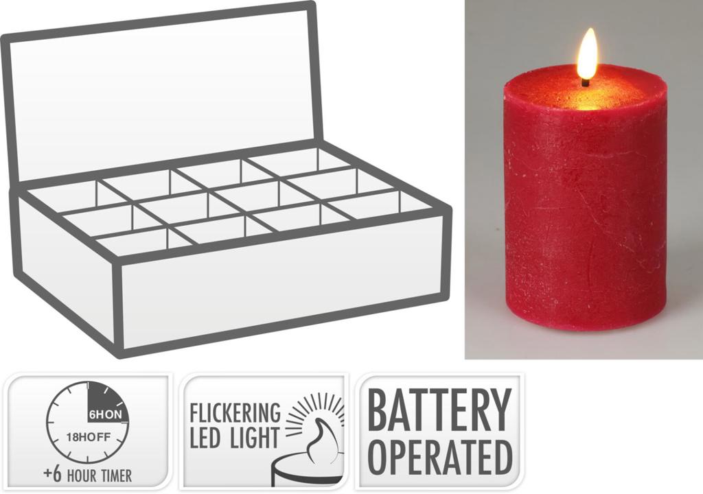 Red LED Timer Candle 75x100mm