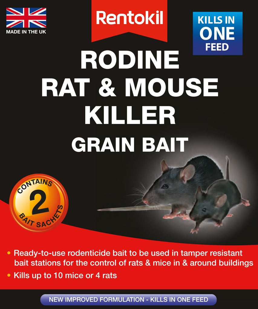 RENTOKIL RODINE RAT & MOUSE KILLER GRAIN BAIT 2 SACHET