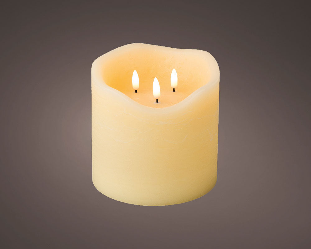 15cm Flameless Three Wick LED Candle in Warm White