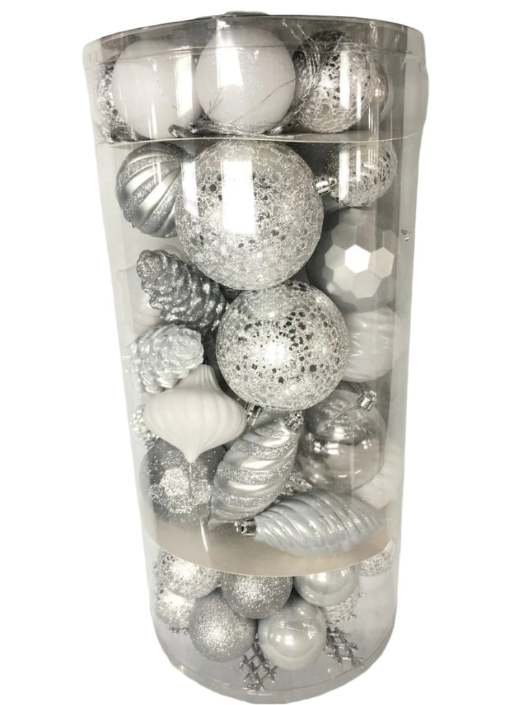 Christmas Tree Decoration Pack in Silver and White - burkes_Hardware