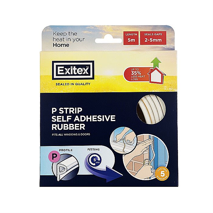 Exitex P Strip-5 m-White Draught Excluder
