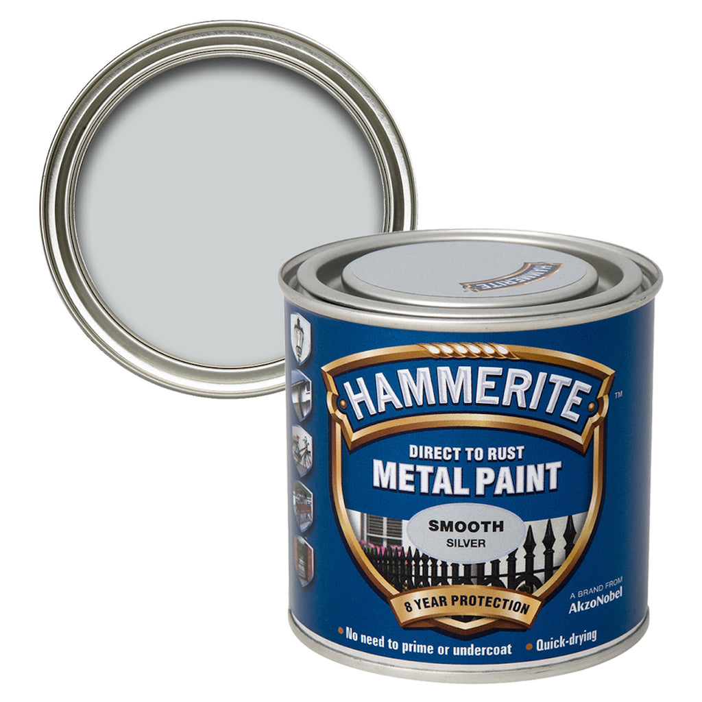 Hammerite Metal Paint Smooth Silver 250ml