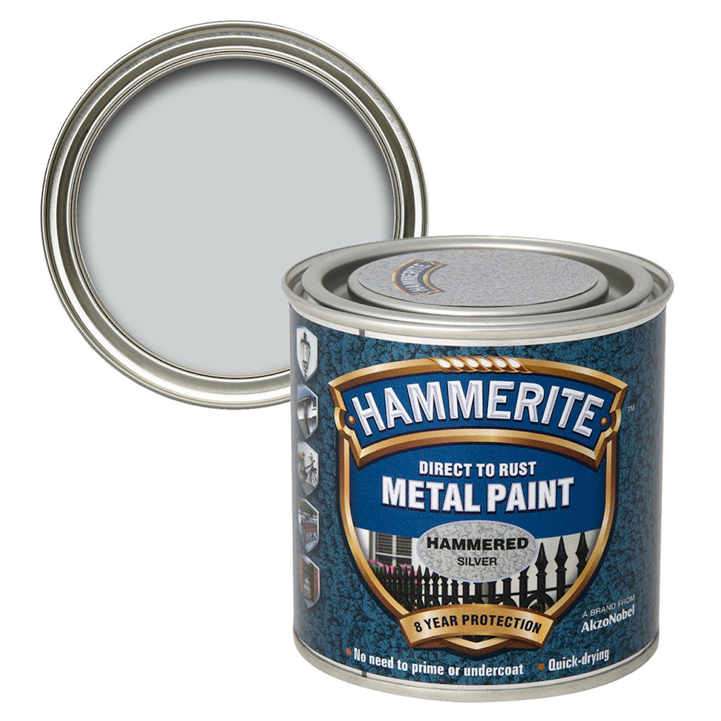 Hammerite Metal Paint Hammered Silver 250ml