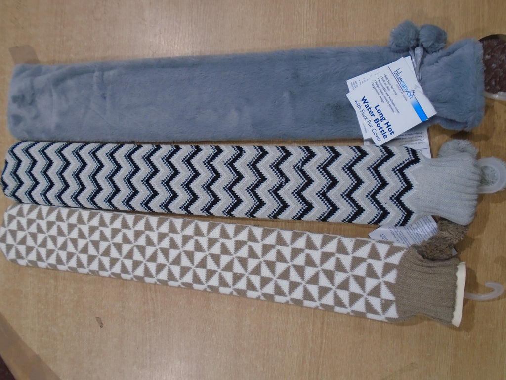 LONG COVERED HOT WATER BOTTLES GREY